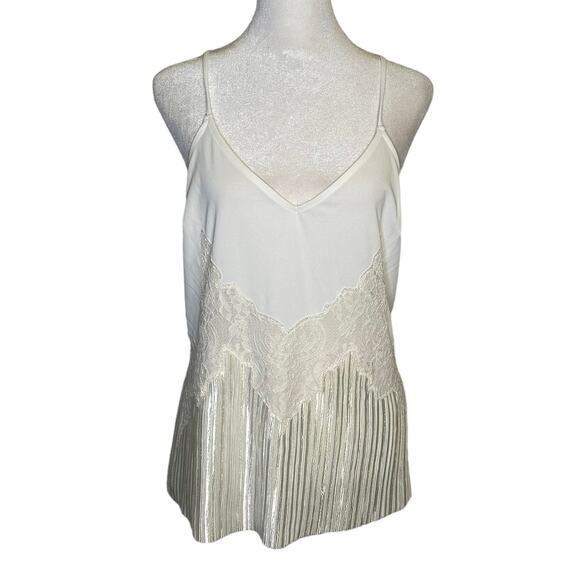 Express white accordion front v-neck tank top size M NWT - Picture 1 of 11